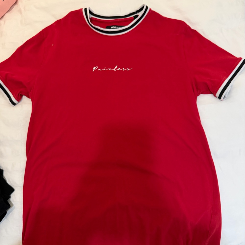 Red Shirt with Black and White Accents